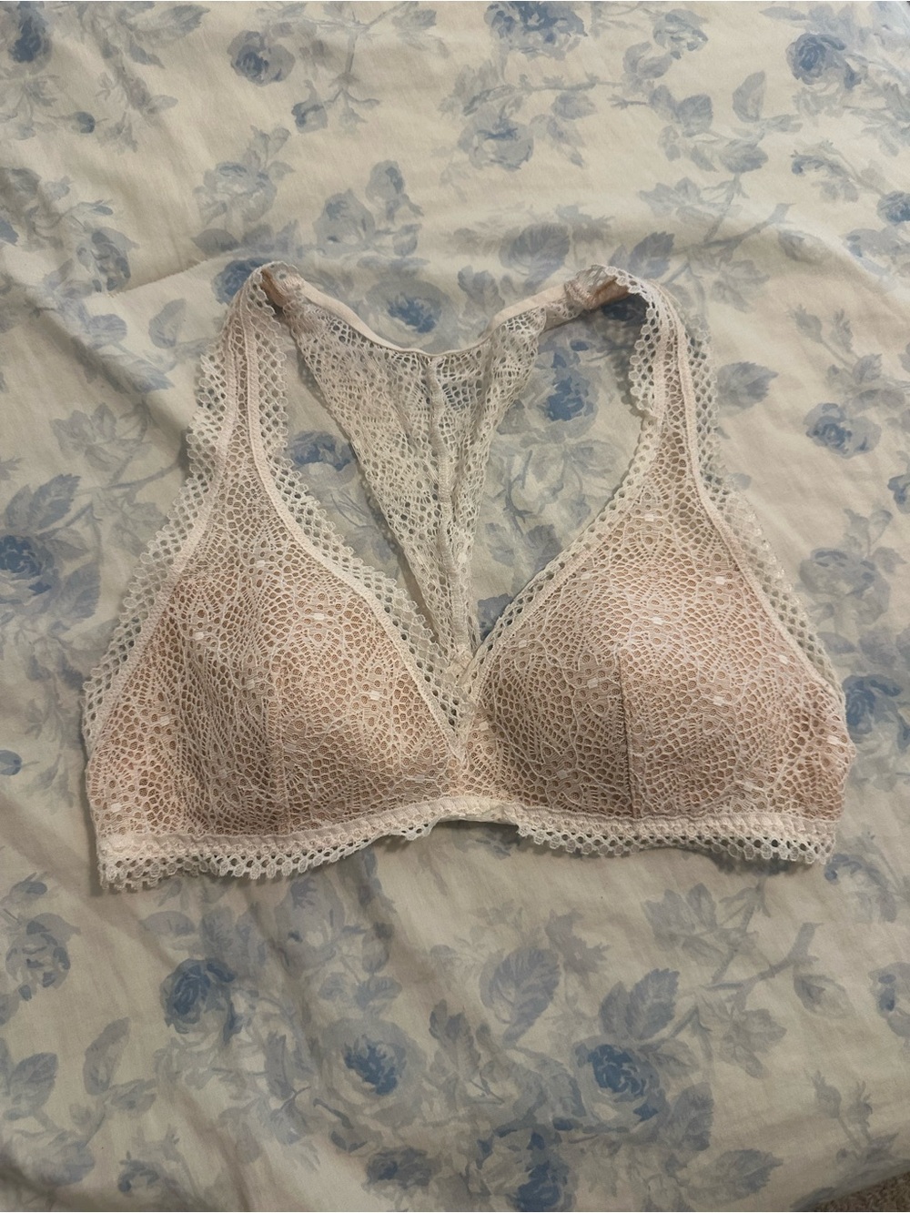 Victoria's Secret Pink and Cream Lace Wireless Bralette